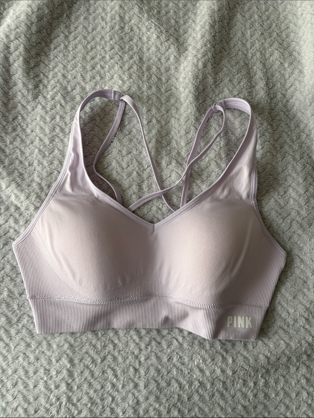 PINK Victoria's Secret Light Purple Wireless Strappy Sports Bra SIZE SMALL